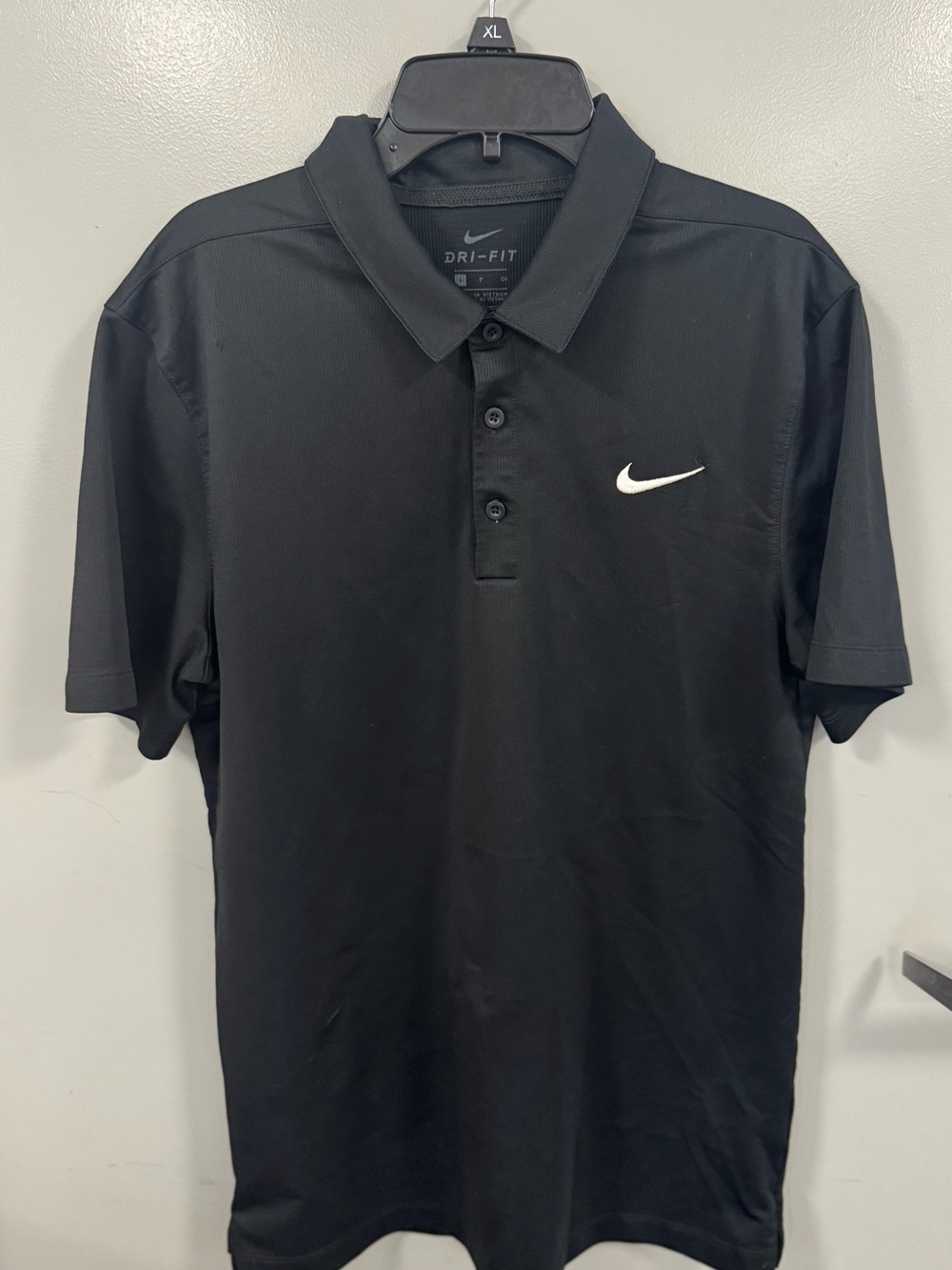 Nike Black Polo with White Swoosh-Size Small